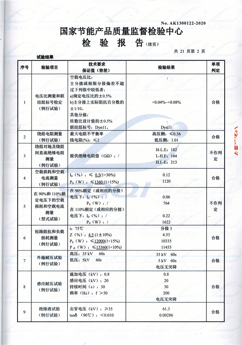 高低压试验报告-S11-1250红星红星红星油浸式变压器-2.jpg
